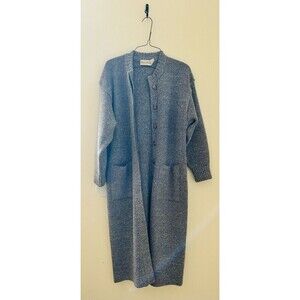 VTG Marisa Christina Long Cardigan Coat Thick Heavy Speckled Periwinkle Sz S/M